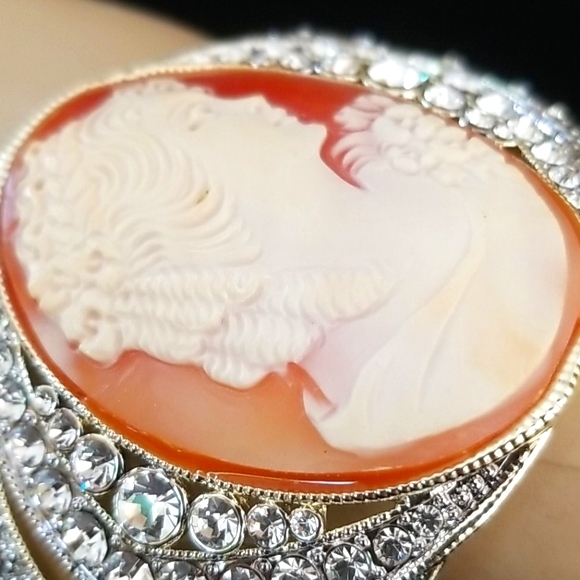 Amedeo NYC Cameo Rhinestone Gold Tone Cuff Bracelet - Picture 15 of 16